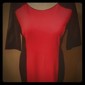 Hot pink and black body con dress